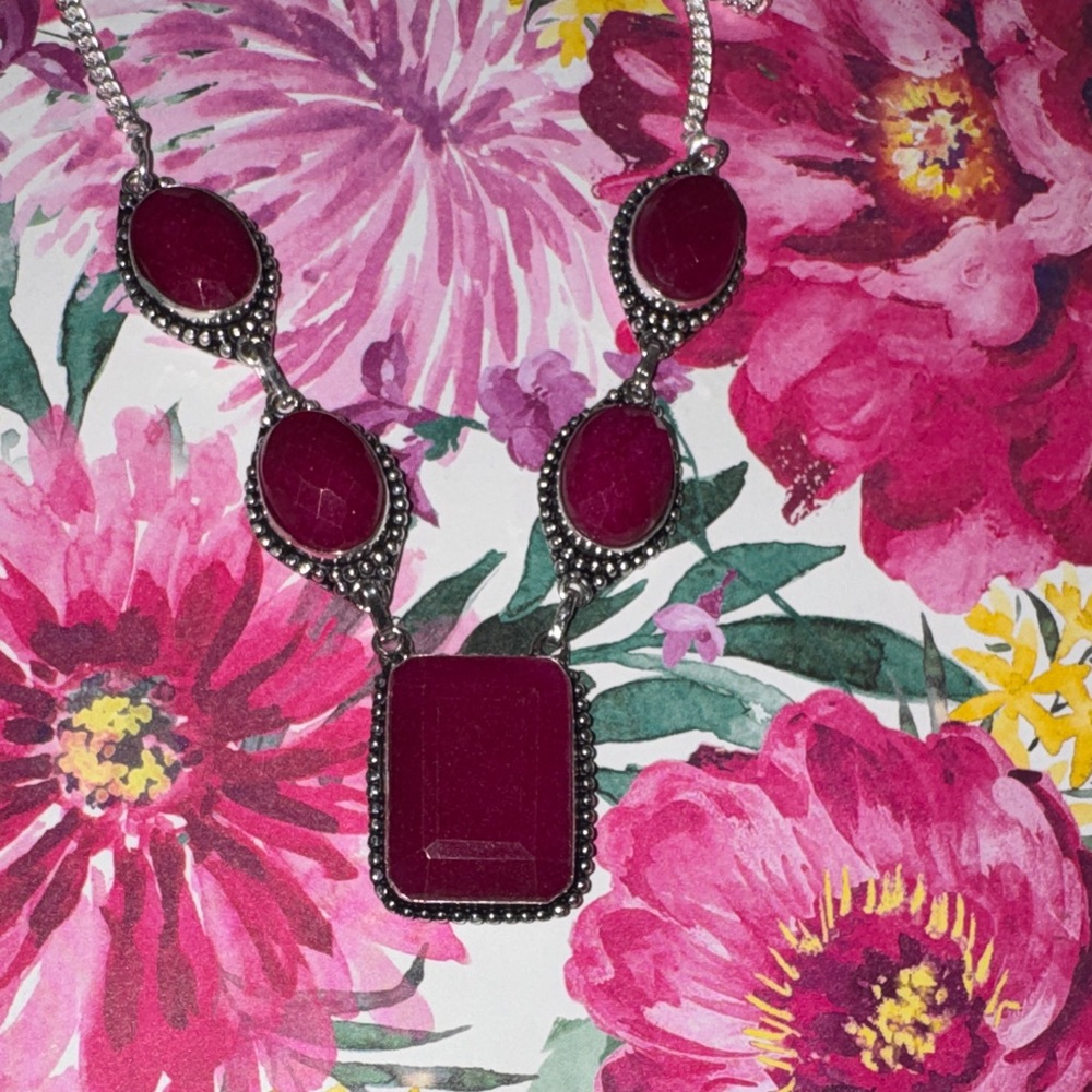 Ruby Silver Necklace - image 2